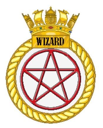 Coat of arms (crest) of the HMS Wizard, Royal Navy