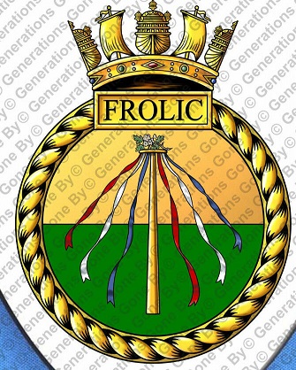 Coat of arms (crest) of the HMS Frolic, Royal Navy