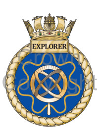Coat of arms (crest) of the HMS Explorer, Royal Navy