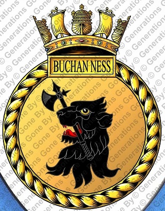 Coat of arms (crest) of the HMS Buchan Ness, Royal Navy