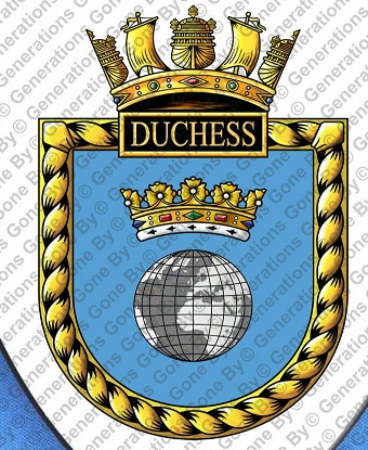 Coat of arms (crest) of the HMS Duchess, Royal Navy