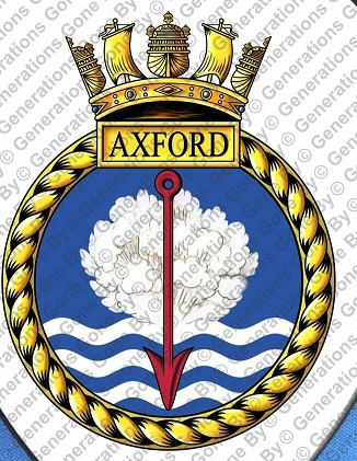 Coat of arms (crest) of the HMS Axford, Royal Navy