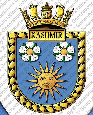 Coat of arms (crest) of the HMS Kashmir, Royal Navy