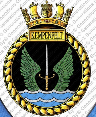 Coat of arms (crest) of the HMS Kempenfelt, Royal Navy