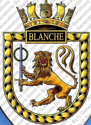 Coat of arms (crest) of the HMS Blanche, Royal Navy