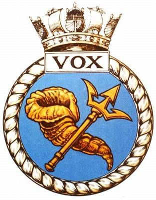 Coat of arms (crest) of the HMS Vox, Royal Navy