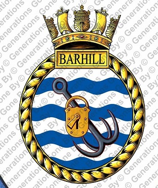 Coat of arms (crest) of the HMS Barhill, Royal Navy