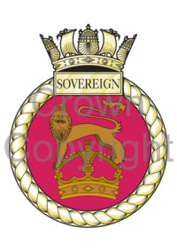 Coat of arms (crest) of the HMS Sovereign, Royal Navy