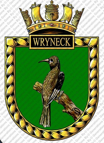 Coat of arms (crest) of the HMS Wryneck, Royal Navy