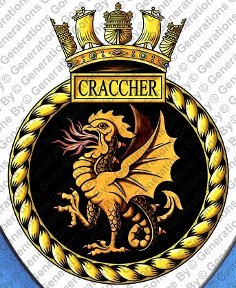 Coat of arms (crest) of the HMS Craccher, Royal Navy