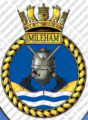 Coat of arms (crest) of the HMS Mileham, Royal Navy