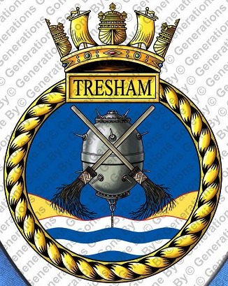 Coat of arms (crest) of the HMS Tresham, Royal Navy