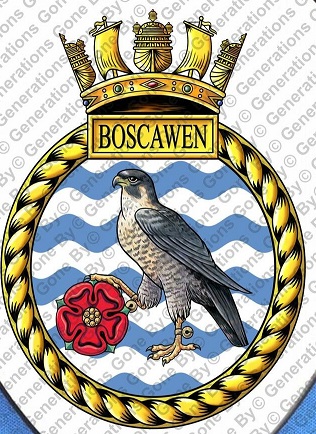 Coat of arms (crest) of the HMS Boscawen, Royal Navy