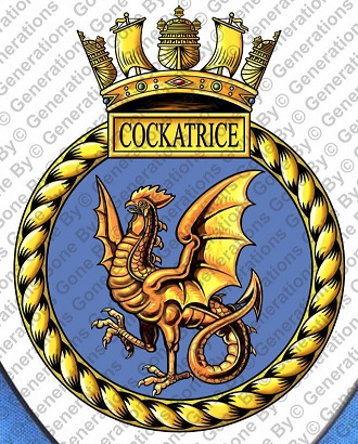 Coat of arms (crest) of the HMS Cockatrice, Royal Navy