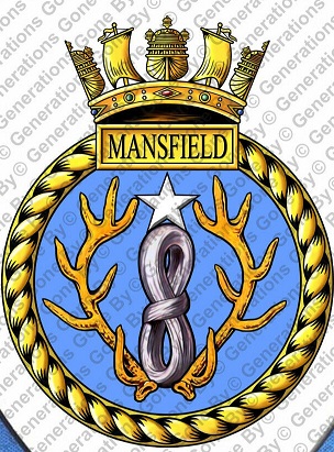 Coat of arms (crest) of the HMS Mansfield, Royal Navy