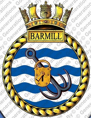 Coat of arms (crest) of the HMS Barmill, Royal Navy