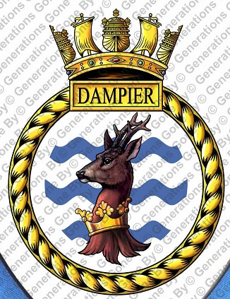 Coat of arms (crest) of the HMS Dampier, Royal Navy