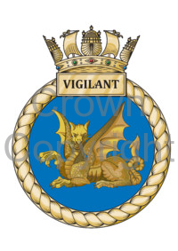 Coat of arms (crest) of the HMS Vigilant, Royal Navy