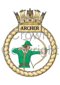 Coat of arms (crest) of the HMS Archer, Royal Navy