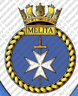 Coat of arms (crest) of the HMS Melita, Royal Navy