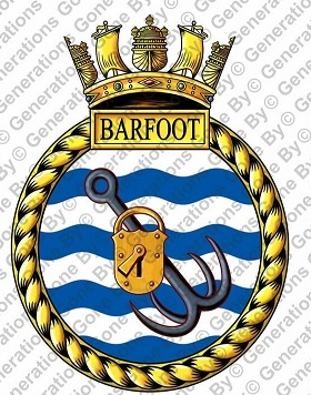 Coat of arms (crest) of the HMS Barfoot, Royal Navy