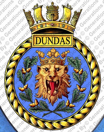 Coat of arms (crest) of the HMS Dundas, Royal Navy