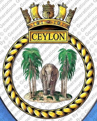 Coat of arms (crest) of the HMS Ceylon, Royal Navy