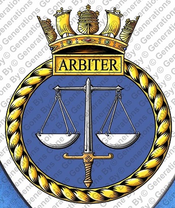 Coat of arms (crest) of the HMS Arbiter, Royal Navy