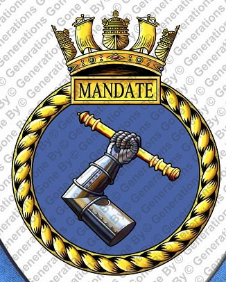 Coat of arms (crest) of the HMS Mandate, Royal Navy
