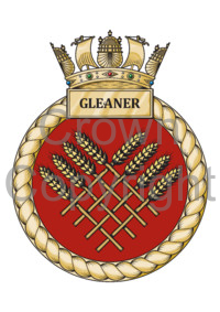 Coat of arms (crest) of the HMS Gleaner, Royal Navy