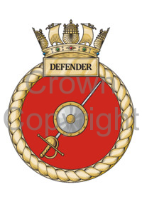 Coat of arms (crest) of the HMS Defender, Royal Navy