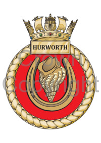 Coat of arms (crest) of the HMS Hurworth, Royal Navy