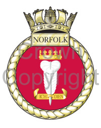 Coat of arms (crest) of the HMS Norfolk, Royal Navy