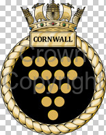 Coat of arms (crest) of the HMS Cornwall, Royal Navy