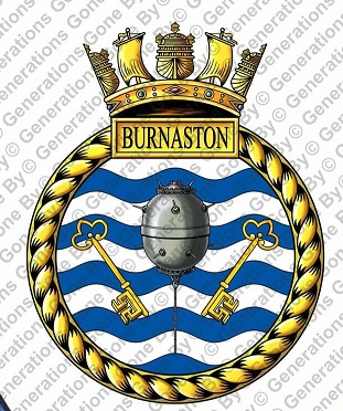 Coat of arms (crest) of the HMS Burnaston, Royal Navy