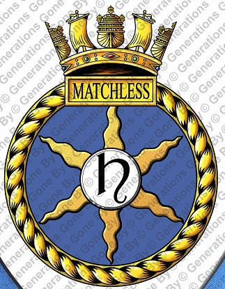 Coat of arms (crest) of the HMS Matchless, Royal Navy