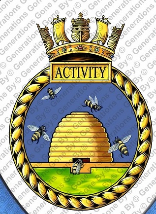 Coat of arms (crest) of the HMS Activity, Royal Navy