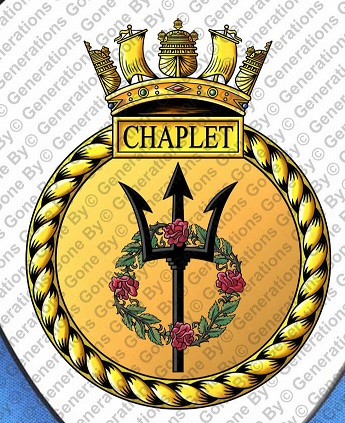 Coat of arms (crest) of the HMS Chaplet, Royal Navy