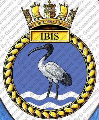 Coat of arms (crest) of the HMS Ibis, Royal Navy