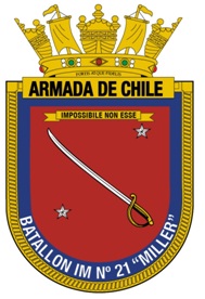 Coat of arms (crest) of the Marine Infantry Battalion No 21 Miller, Chilean Navy