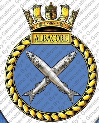 Coat of arms (crest) of the HMS Albacore, Royal Navy