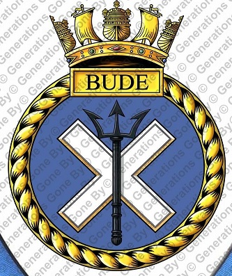 Coat of arms (crest) of the HMS Bude, Royal Navy