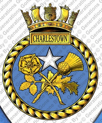 Coat of arms (crest) of the HMS Charlestown, Royal Navy
