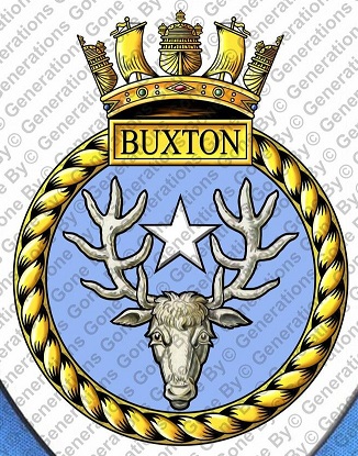 Coat of arms (crest) of the HMS Buxton, Royal Navy