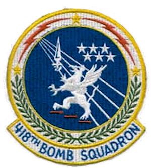 Coat of arms (crest) of the 418th Bombardment Squadron, US Air Force