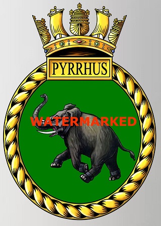 Coat of arms (crest) of the HMS Pyrrhus, Royal Navy
