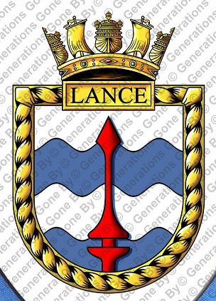 Coat of arms (crest) of the HMS Lance, Royal Navy