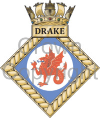 Coat of arms (crest) of the HMS Drake, Royal Navy