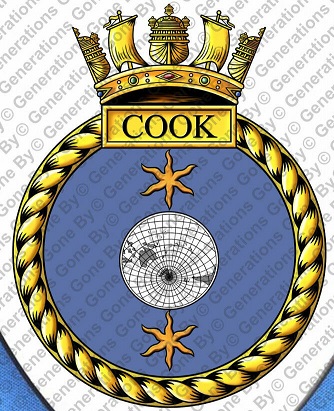 Coat of arms (crest) of the HMS Cook, Royal Navy