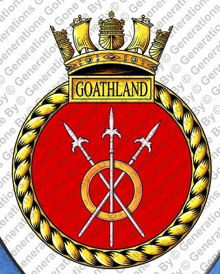 Coat of arms (crest) of the HMS Goathland, Royal Navy